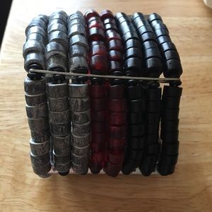 Bracelet- tri color stacked bead rows